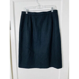 Vtg Worthington Wool Midi Skirt Sz 18 Black Classic Business Casual Slit Capsule
